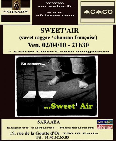 Concert Sweet'Air (sweet reggae / chanson française)