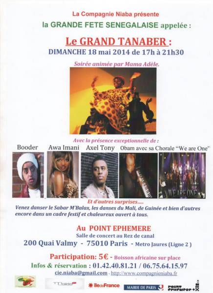 GRANDE FETE AFRICAINE LE TANABER à PARIS le 18 mai 2014