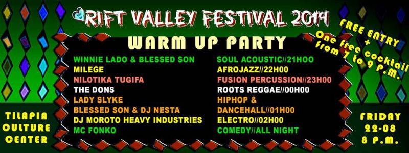 Warm Up Party @ Tilapia for Rifft Valley Festival!